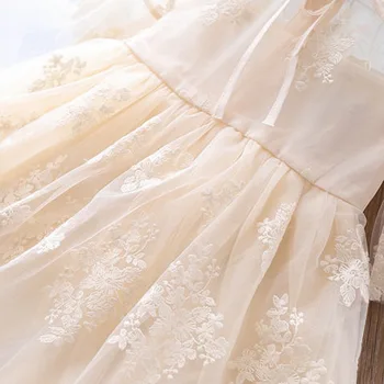 2020 Nové Letné Dievčenské Šaty Farbou Vyšívané Čipky Kvet Krátky Rukáv Čipky Šaty Princezná Šaty Podkolienok