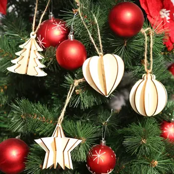Vianočný dekor drevo 3D Visí ozdoby dekorácie pre domov Darček natal Ozdoby kerst decoratie strom dekorácie navidad