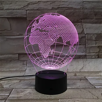 3D Lampa Tellurion Zeme Euroázijských Afrike Farebné s Diaľkovým Atmosféru Darček pre Deti Led Nočné Svetlo Lampy 3D Ilúzie