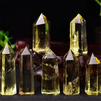 Prírodné citrine údená crystal prútik quartz Sedem star pole drahokam bod Sedem Hviezda skupiny Čakra+sklo stojan reiki liečenie