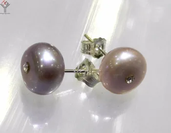 5 párov / veľa žien Šperky, Náušnice 8-10 mm fialová kolo perla lesklá drahokamu stud náušnice zvýrazniť Sladkovodná perla