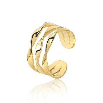 925 sterling silver 3-vrstvový tlačidlo vzor Snubné prstene, strieborné osobnosti otvoriť prstene pre ženy 2019 nové kreatívne šperky