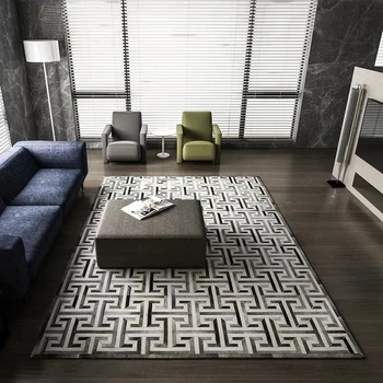 Americký štýl grécky Tlačidlo vzor cowhide kože, kožušiny patchwork koberec , prírodné kožušiny koberec pre obývacia izba dekorácie villa koberec