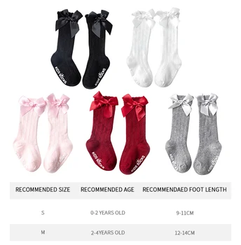 0-4 rokov Ponožky Chlapci a dievčatá pevné farebné pruhované pančuchy bublina úst trubice ponožky baby bowknot bavlna non-slip ponožky