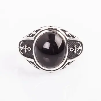 925 Šterling Black Onyx Kameň Kotvy Vzorované Strieborný Prsteň Módne Turecký Premium Kvalitné Ručné Jawelery