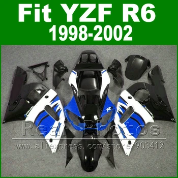 Zadarmo Vlastné Plastové diely na YAMAHA R6 kapotáže súpravy 1998 1999 2000 2001 2002 čierna modrá YZF R6 fairings98 -02 karosérie