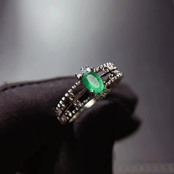 KJJEAXCMY jemné šperky prírodné Emerald 925 sterling silver nové nastaviteľné drahokam ženy krúžok podporu test trendy nádherné