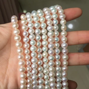Sladkovodné Perly Náhrdelník Okrúhly Tvar Perly s Veľkosťou 6.5-7mm Dokonalý Lesk na Šperky Diy Voľné Pearl Pramene