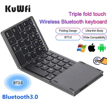 KuWFi Mini Bezdrôtovej Bluetooth Klávesnice 64Keys Skladacia Dotykový Multi-function Tichý Klávesnica pre ipad Windows Android iOS