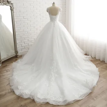 Miaoduo Biela Slonovinová Tylu Svadobné Šaty 2020 s Perlami Svadobné Šaty Manželstva guľové Šaty vestido De Noiva Zákazku