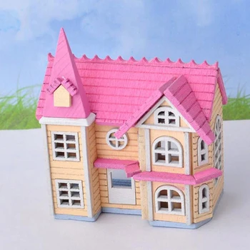 Ružová Fantasy Mesto Zmontované Mini Dome Drevené Remesiel DIY Víla, Záhradné Dekorácie Modelu Dom Mini Dom