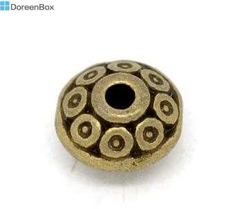 Doreen Box hot - 100 Bronz Tón Vzor Dištančné Korálky 6x4mm (B14895)