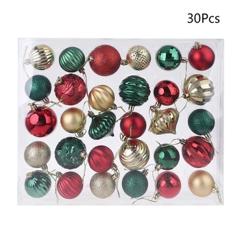 30pcs/box Vianočné Party Dekorácie, Ozdoby na Vianočný Strom Glitter Gule Baubles