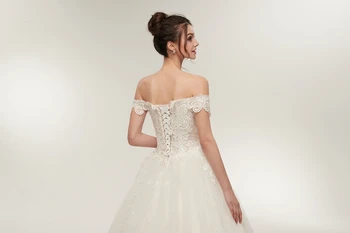 Nový Príchod Biela Slonovinová plesové šaty, Svadobné šaty 2021 Lacné vestidos de noiva vestido noiva boda Svadobné šaty Trouwjurk