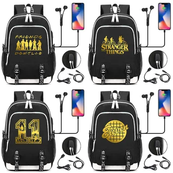 Cudzinec Veci Vytlačené Zlaté USB Konektor pre Slúchadlá Chlapec Dievča Deti Školské tašky Ženy Bagpack Plátno Mužov Batoh Packsack Bookbag