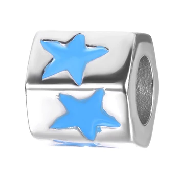 Klasické Vysoko Kvalitné Modré Smalt 925 Sterling Silver Star Vzor Barel Kúzlo Pre Náramky Náramok Náhrdelník Šperky, Takže urob si sám