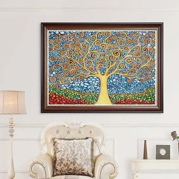 5D DIY Diamond Maľovanie Abstraktné Strom maľovanie Námestie Kolo Drahokamu Obývacia Izba Cross Stitch Výšivky Mozaiky 38X30cm