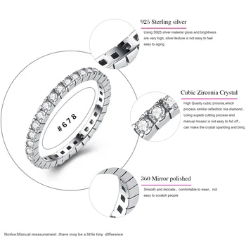 Luxusné 925 Sterling Silver Prst Prstene pre Ženy Klasické Kolo Plné Pripraviť AAA Zirconia Prsteň Zásnubný Svadobné Šperky
