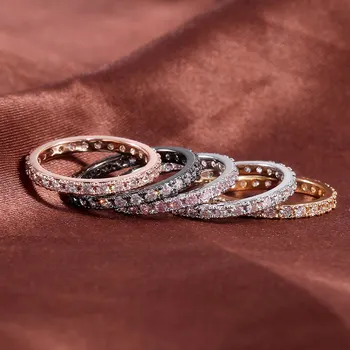 Huitan Jednoduchý a Klasický Ženy Promise Ring, Svadobné Party Micro Spevnené Okrúhle CZ Zirkón Kameň Low-key Denný Nositeľný Krúžok Hot