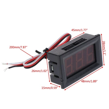 DC 0-100V 3-Wire Voltmeter LED 0.56 v Digitálnej Napätie Meter Panel Monitor Tester W315