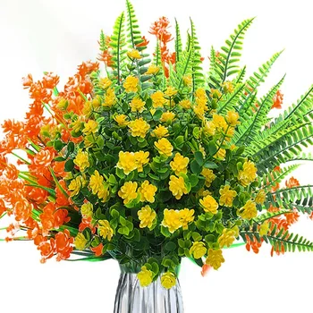 HOT PREDAJ Zväzky Umelé Kvety, Rastliny Set-Umelé Plastové Rastliny Závesné Dekorácie pre Záhrady, Verandy Svadobný Dom 1