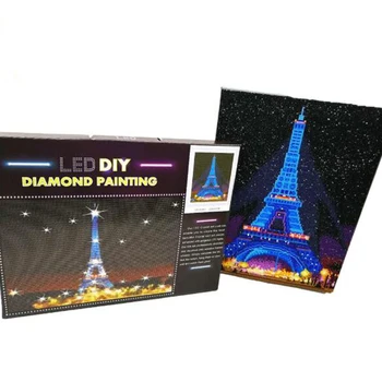 Nové LED Svetlo, Plné Kolo Vŕtať 5D DIY Diamond Obraz 