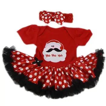 RBG Reborn Baby Doll Oblečenie 20-22 Cm Vianoce Červená Polka Dot Tlače Doll Oblečenie Krátky Rukáv Tutu Šaty Oblečenie Set 2 Ks