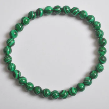 6 MM Zelený Malachit Korálky Náramok Náramok Úsek 7.5 Palcový Šperky Darček G641