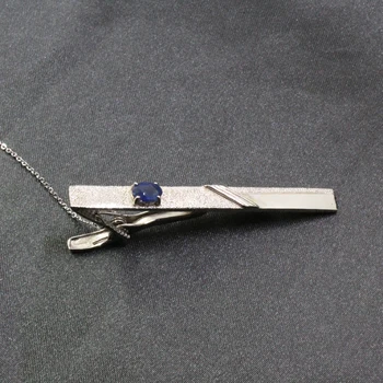 CoLife Šperky Prírodné Sapphire Kravatu Klip 925 Silver Kravatu Klip pre Denné Nosenie 4*6mm Sapphire Kravatu Klip Klasické Strieborné Muž Šperky