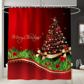 Veselé Vianoce Nepremokavé Sprchovací Záves, Koberec Zmes Kúpeľňa Nastaviť Santa Snehuliak Balóny Tlač Vzor Nového Roka Dec Prop