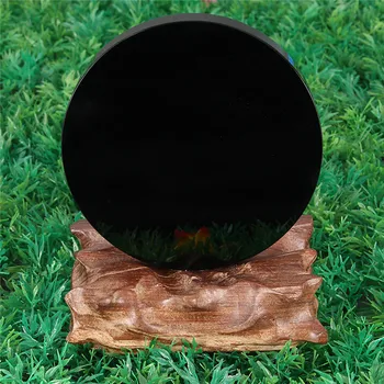 100mm Čierna Obsidián Scrying Zrkadlo Crystal Drahokam Liečivý Kameň Darček Domov Shop Krásna Šťastie Feng Shui Dekorácie Remeslá