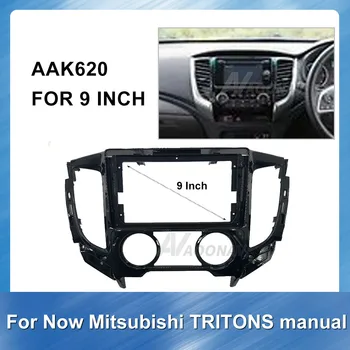 9 palcový 2din Auto DVD Prehrávač rám Pre Mitsubishi TRITONS príručka auto facia panel rám palubnej dosky ABS plast Inštalácia