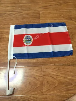 Doprava zadarmo 30x45cm Costa Rica auto okno vlajka polyester auto vlajky vysokej kvality 100D s Stožiar