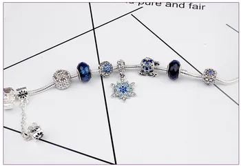 2020 Fit Morská Snowflake prívesok modrá hviezda handmade náramok korálky šperky kúzlo 925 sterling silver náramok pre ženy, darčeky