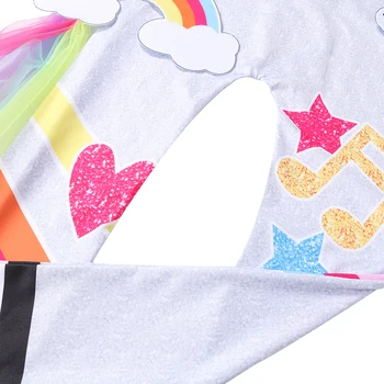 Baby Dievčatá Jednorožec Jumpsuit Rainbow Tlače Cosplay Oblečenie Farebné Oka Mlieko hodvábna Tkanina Tému party Kostým Pre Dievčatá 62972