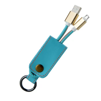Micro USB Kábel Keychain PU Kožené Keyring Telefón Nabíjanie Kábel pre Telefóny Android KQS8