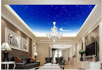 Tapety 3d stropu, Hviezdy, Mesiac, Obývacia Izba Strop Fresco nástenná maľba 3d tapety 3d strop, nástenné maľby, tapety