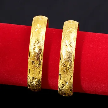 12 MM 18k Žlté Zlato Náramok Pracka Pre Ženy Klasická Hviezdy Dizajn Náramok Bangles Výročie Narodenín Jemné Šperky Dary