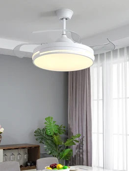 MOONSHADOW Stropný Ventilátor Lampa Jednoduché Stmievateľné Domov Obývacia Izba Neviditeľné Ventilátor Čepeľ Nordic Tichý Mäkké Jedáleň Ventilátor Svetlo 220V