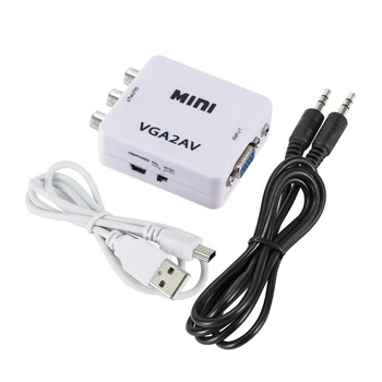 1080P Mini VGA na AV RCA Prevodník s 3,5 mm Audio VGA2AV/CVBS Adaptér pre PC na HD TV Previesť NTSC PAL SXGA 1920x1080 60 fps