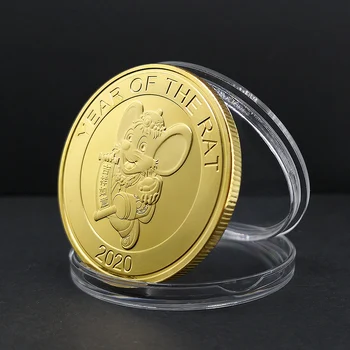 Rok Potkan Myš Zlaté Mince Čínskeho Zverokruhu Suvenír Výzvou, Pamätných Mincí, Zberateľských