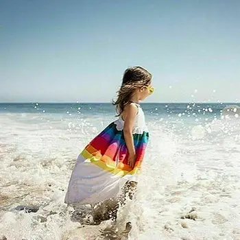Deti, Dievčatá Princezná Šaty Dieťa Strany Sprievod Bežné Rainbow Leto Bez Rukávov Backless Popruh Rainbow Beach Tutu Šaty