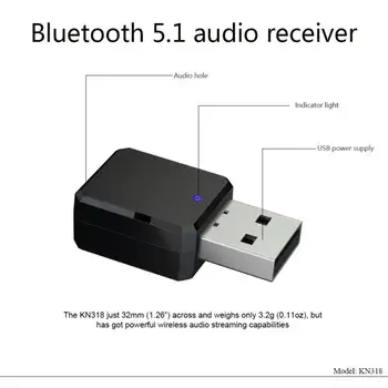 Prenosné Bluetooth 5.1 Audio Prijímač, Adaptér 3,5 mm Aux Kábel Vstavaný Mikrofón Stereo Auto handsfree Pre Mobilné telefóny, Príslušenstvo