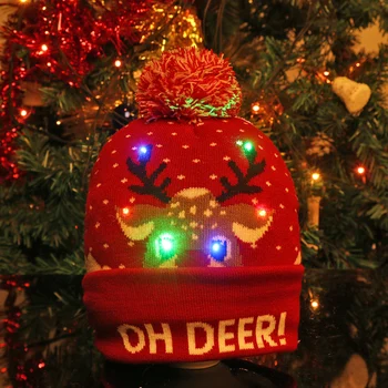 1Pc LED Vianočné Čiapky Sveter Santa Elk Pletené Čiapočku Klobúk rozsvieti Cartoon Čiapky Vianočný Darček Pre Deti, Dospelých Nový Rok Dodanie