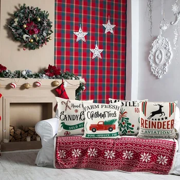 Vianočné Hodiť Vankúše Vianočné Ozdoby Zimnú Dovolenku Rustikálny Dom Obliečka Na Vankúš Bielizeň Vankúš Prípade