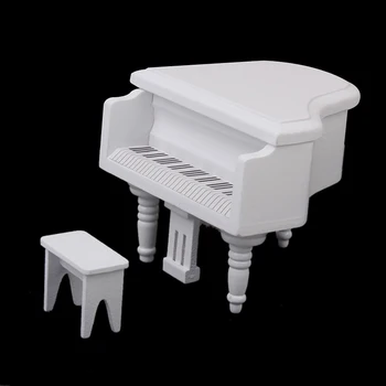 1:12 Nádherné Drevené Klavír Miniatúrne Doll House White