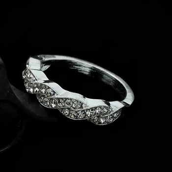 Strieborné pozlátené twisted veľké krištáľovo drahokamu pár milenca svadobné zásnubné prstene pre mužov a ženy sľub šperky