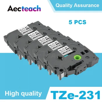 Aecteach 5 ks TZE231 označenie páskou Kvetinový vzor, Tze-231 12 mm pre Brat S Dotyk Tze Labeler saténová stuha