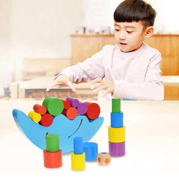 Nové Drevo Mesiac Vyváženie Hry Deti Vzdelávacie Hračky Bloky, Baby, Deti Montessori Drevené Hračky Vyvažovanie Pre Deti
