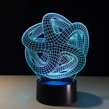 Odber 3D Nočné Svetlo RGB Premenlivé Nálady Lampa LED Svetlo DC 5V USB Dekoratívne Stolové Svietidlo Špeciálne Umenie Home Office Strany Deco